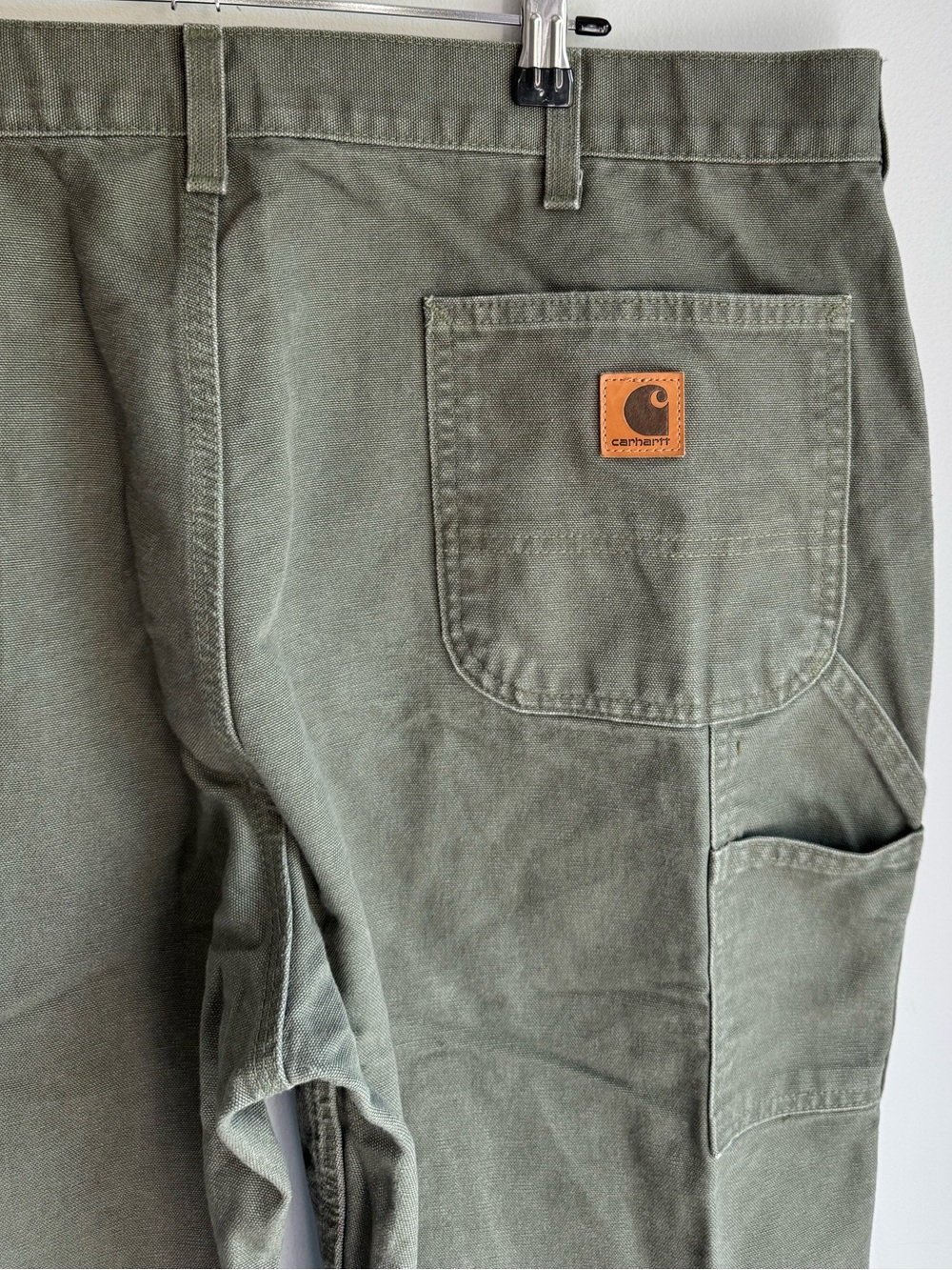 Carhartt Original Dungaree Fit Pants Mens 40/32 Green Canvas Carpenter Work VGUC